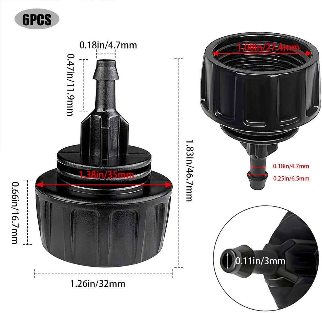 6 Pack Drip Irrigation Hose Connectors, 1/4 Inch Drip Irrigation Tubing to Faucet/Garden Hose Adapter, 3/4 to 1/4 inch Drip Irrigation Tubing Connectors, 1/4 Inch Drip Irrigation Garden Hose Adapter