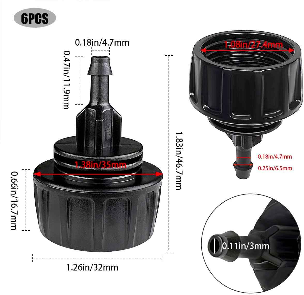 6 Pack Drip Irrigation Hose Connectors, 1/4 Inch Drip Irrigation Tubing to Faucet/Garden Hose Adapter, 3/4 to 1/4 inch Drip Irrigation Tubing Connectors, 1/4 Inch Drip Irrigation Garden Hose Adapter