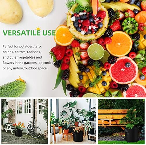12-Pack 10 Gallon Plant Grow Bags, Thickened Nonwoven Fabric Pots with Handles, Vegetable Planter Bags Containers, Cloth Planters for Garden
