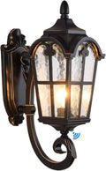 LONEDRUID 17.71" Dusk to Dawn Sensor Black Outdoor Wall Light Fixture | Exterior Wall Lantern Waterproof Sconce Rustic Porch Lights Wall Mount for House Garage Doorway, ETL Listed