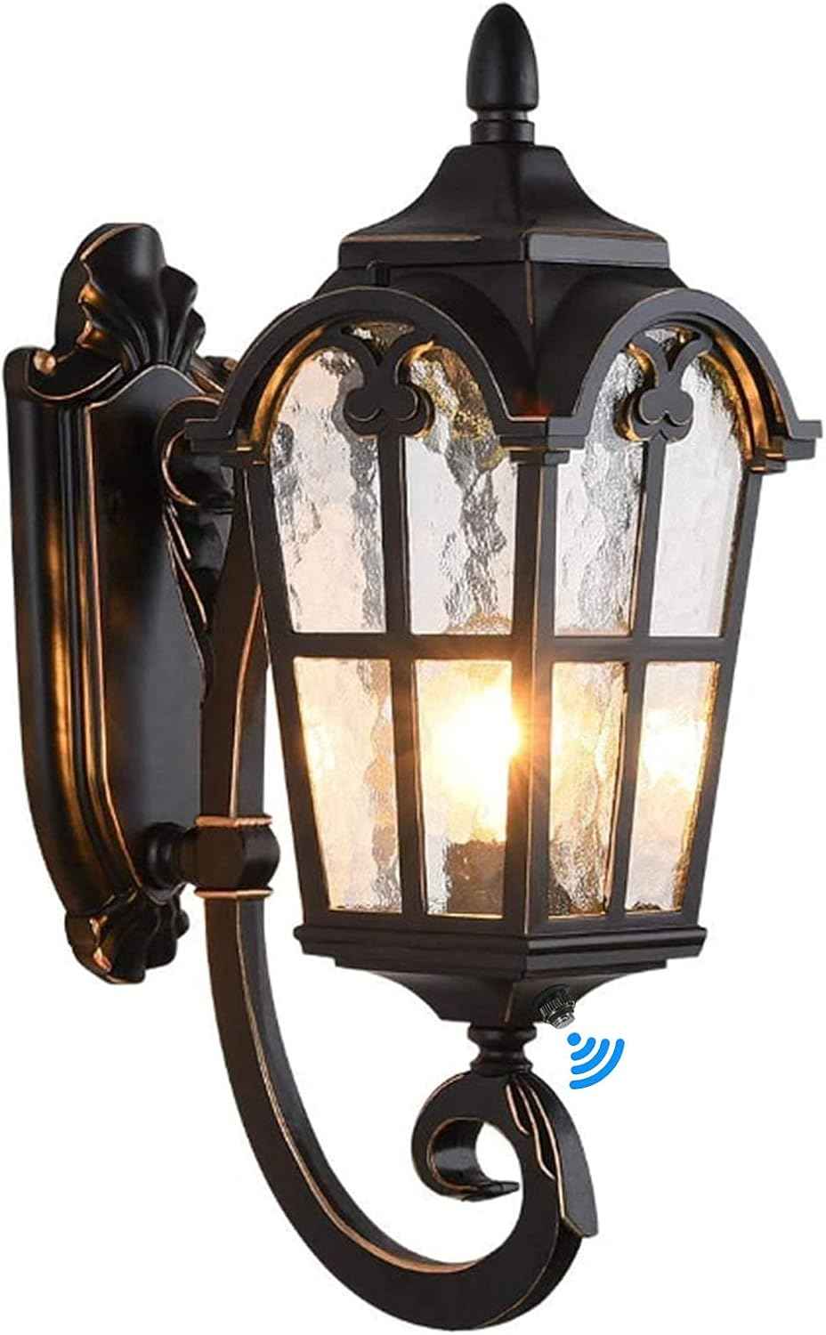 LONEDRUID 17.71" Dusk to Dawn Sensor Black Outdoor Wall Light Fixture | Exterior Wall Lantern Waterproof Sconce Rustic Porch Lights Wall Mount for House Garage Doorway, ETL Listed