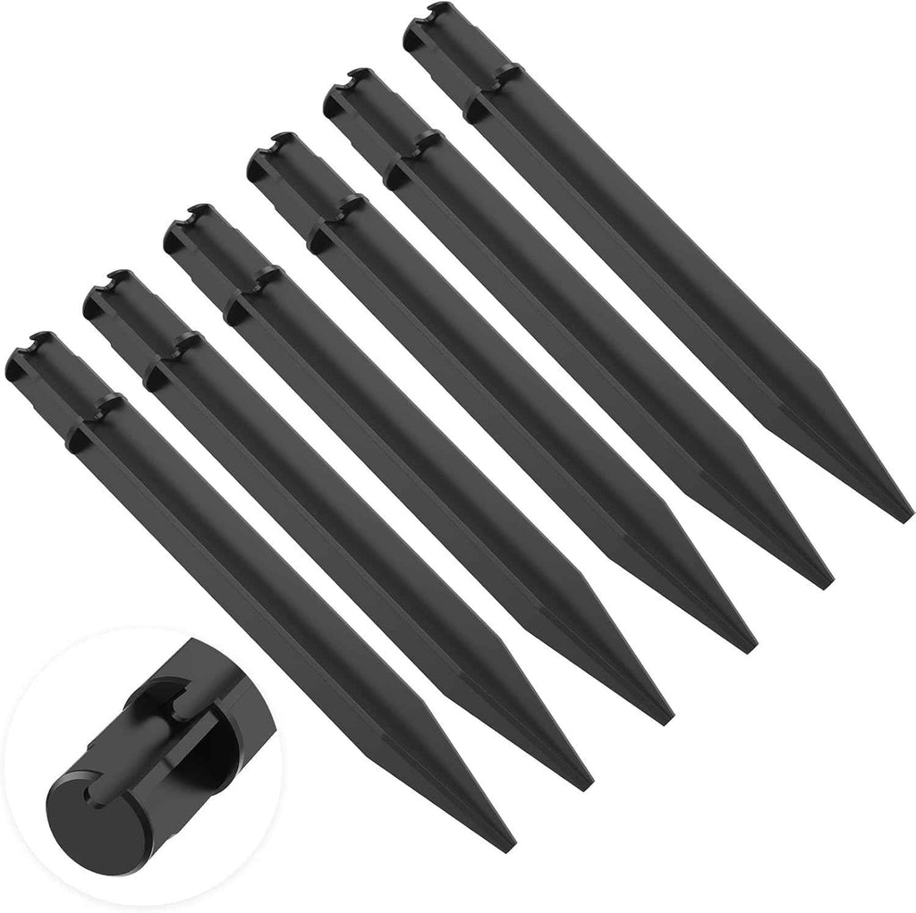 SDTC Tech 6 Pack ABS Solar Torch Light Stakes, Fit 0.83" ID Round Pole | Reinforced Garden Ground Plastic Spikes, 8.2" Length Plug Connector, for Solar Pathway Lights Garden Lights Torch Lights