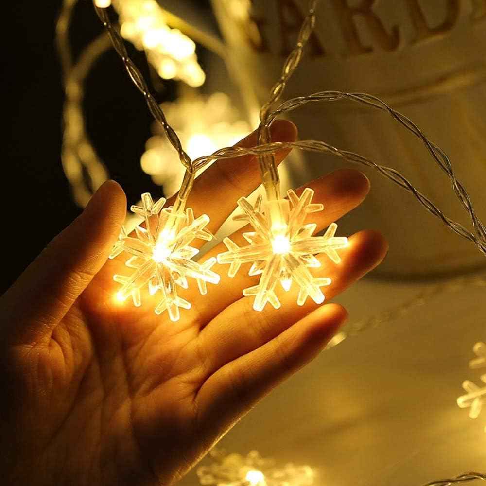 Snowflake String Lights, 10ft 20 LED USB Powered Snowflake Fairy String Lights Warm White for Christmas Birthday Party Home Decoration, SN0002