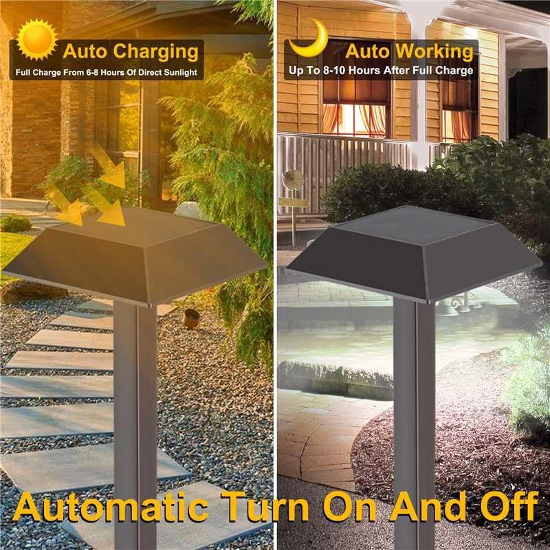 Super Bright 300 Lumens Solar Pathway Lights Outdoor, 2 Lighting Color Modes Warm White & Daylight, Waterproof Landscape LED Lighting for Walkway, Garden, Driveway, Yard – Easy Installation (4 Pack)