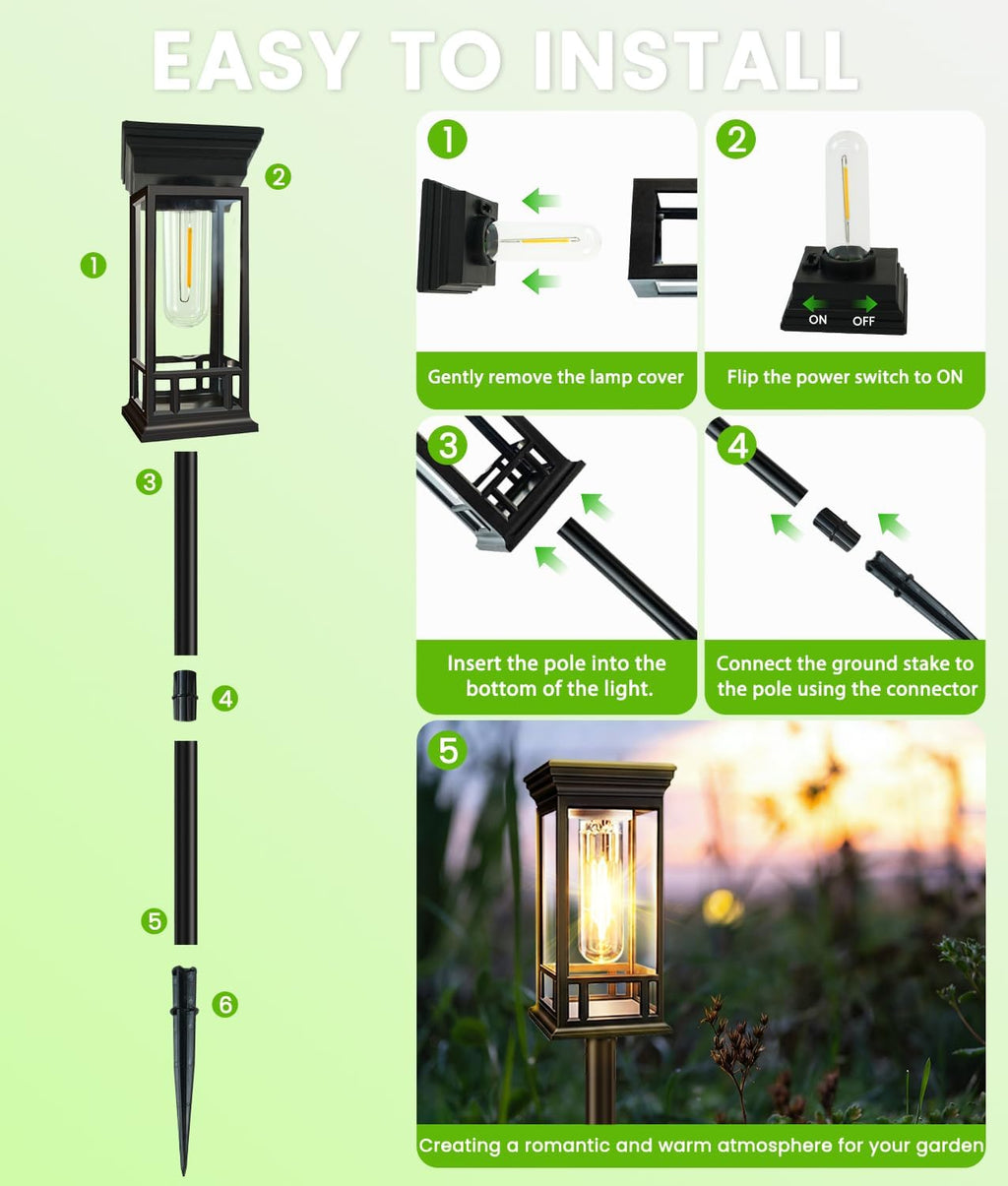 12 Pack Solar Pathway Lights Outdoor Waterproof, Bright Solar Garden Lights | Auto On/Off, Solar Lights Outdoor for Yard, Sun-Powered Landscape Lights for Path Walkway Lawn Driveway Patio Decor