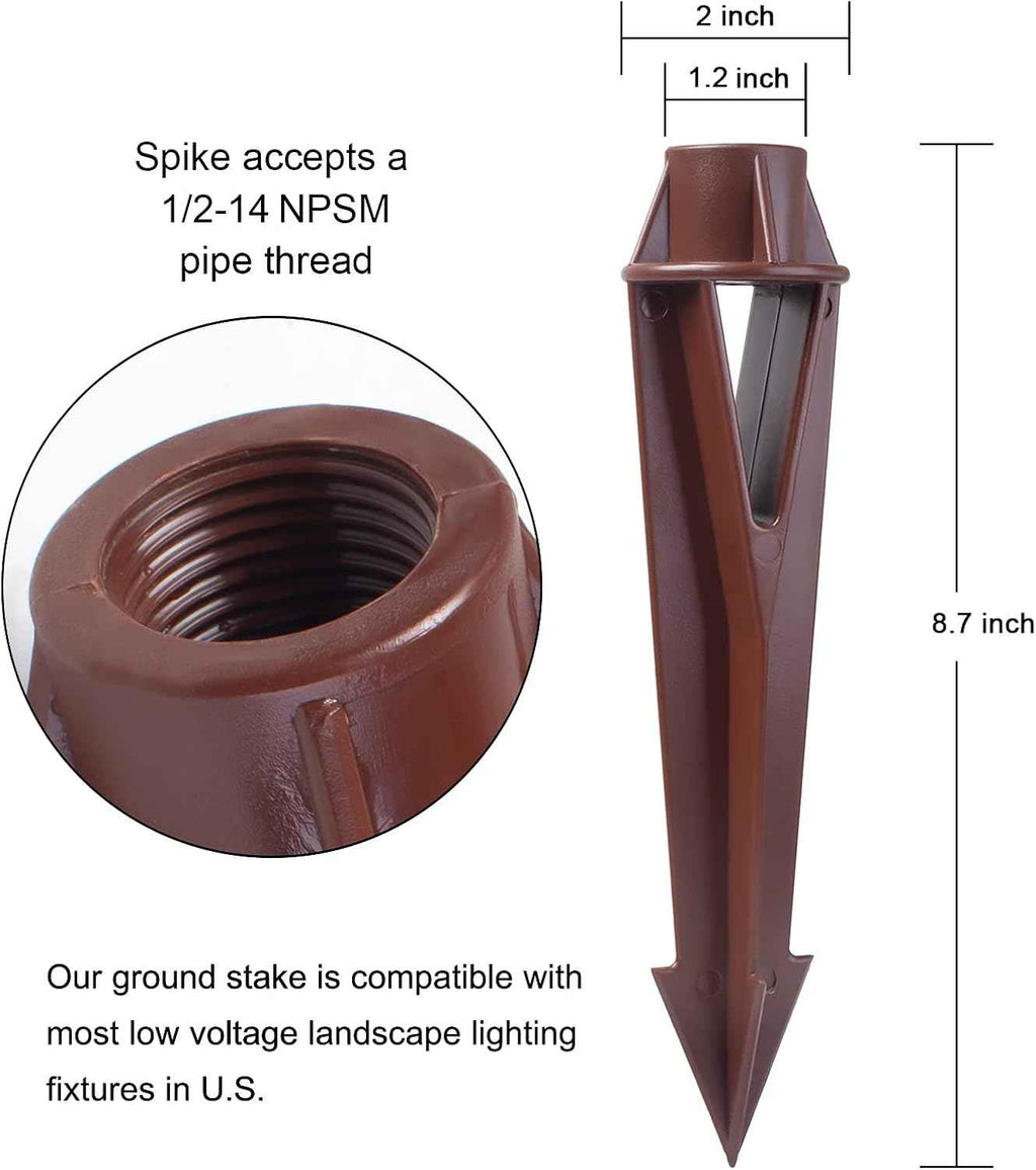 Ground Stake Spike for Outdoor Landscape Spot Path Solar Flood Light Replacement Light Stake Spike Part Holder, 1/2"-14 NPSM Thread Compatible with Kichler Landscape Lighting