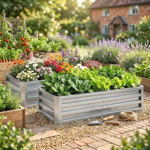 Outsunny 4' x 2' x 1' Galvanized Raised Garden Bed, Silver