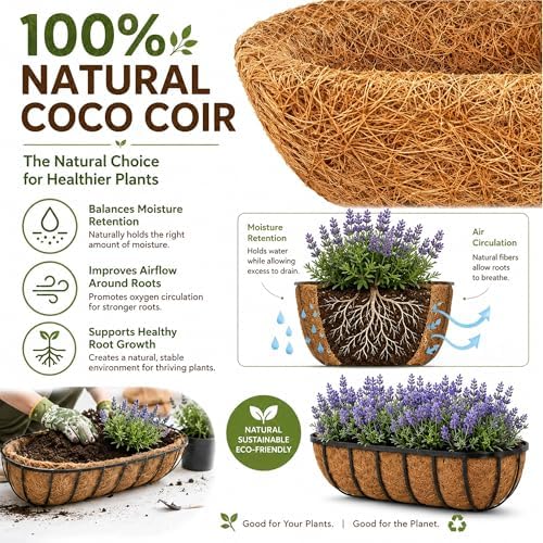 HFHOME Coco Liners for Planters, 24 Inch Natural Coconut Coir Fiber