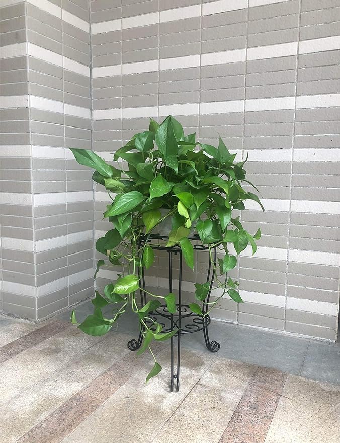 TREEZITEK 11.8 inches Diameter Tall Metal Plant Stand for Indoor or Outdoor,Heavy Duty Flower Pot Stand Rack Holds Big Heavy Plants,Black (18.9 INCHES TALL)