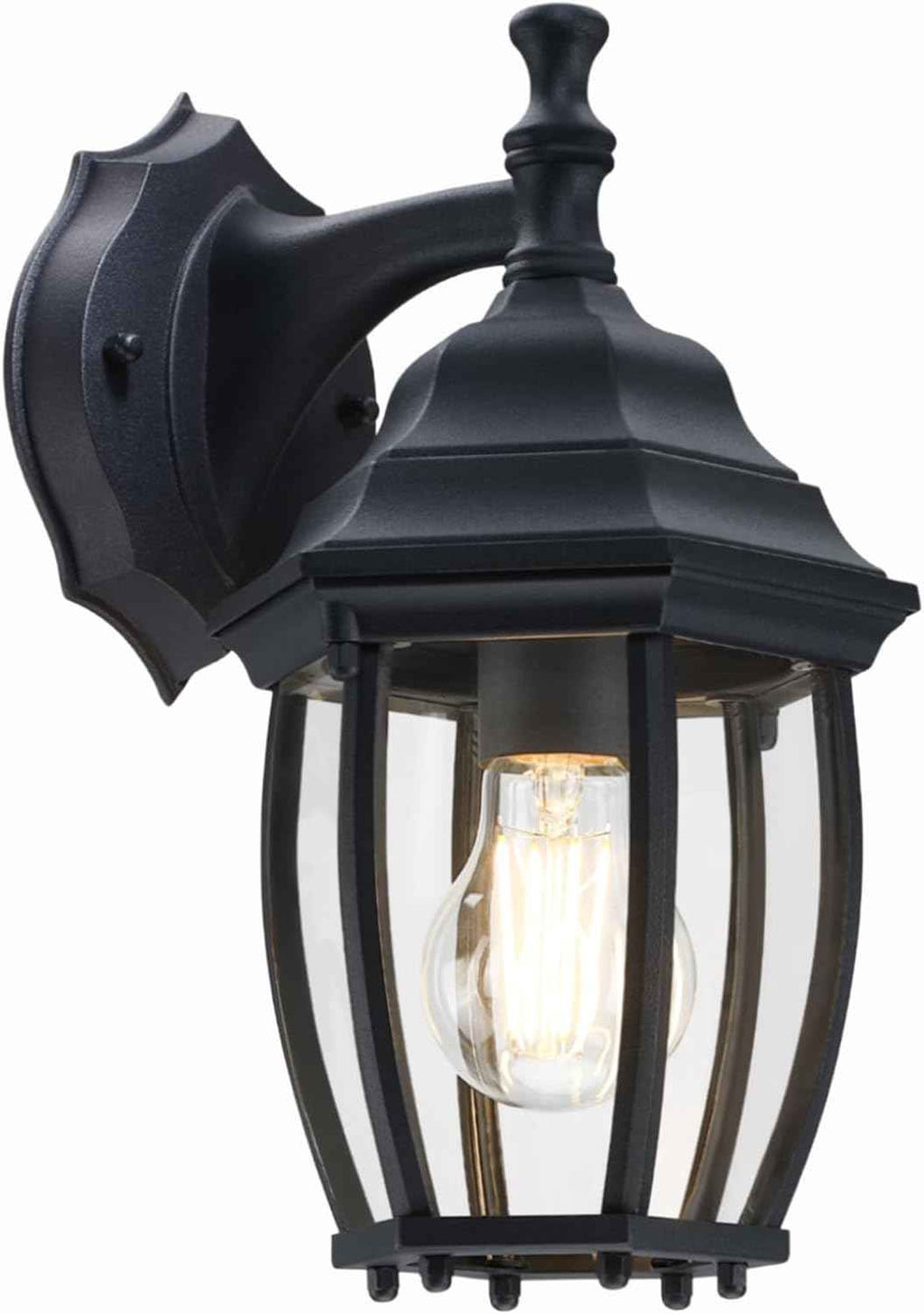 LIT-PaTH Outdoor Wall Light Fixture, Rustproof Aluminum Glass, Black | Large Exterior Porch Light Wall Sconce Lantern for House, Patio, Garage, Waterproof, E26 Socket 60W Max