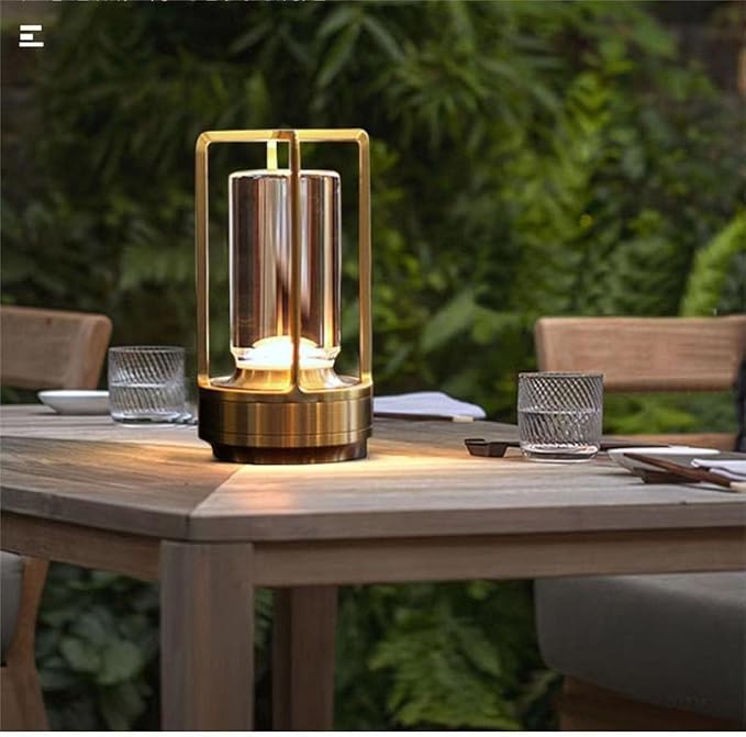 Portable Metal Table Lamp for Indoor/Outdoor, Rechargeable Cordless LED Lamp by HAPYGILightings