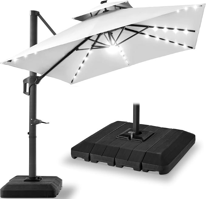 Best Choice Products 12x12ft LED Cantilever Patio Umbrella w/Base Included & by BestChoiceProducts