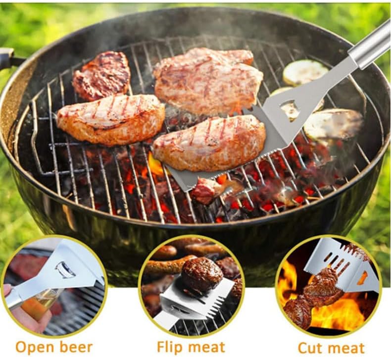 BBQ Grill Tool Set BBQ Accessories, Stainless Steel Grill Tools Grilling Accessories Grill Set Barbecue Grill Accessories for Outdoor Grill, Grill Utensils Grilling Tools Grilling Gifts for Men (4)