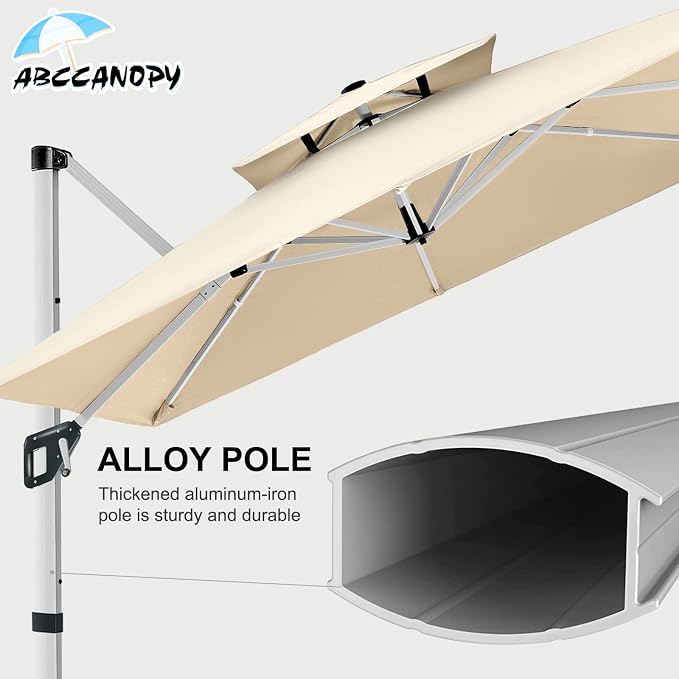 ABCCANOPY Patio Umbrella Cantilever Double Top Outdoor Offset Umbrella - Image 4