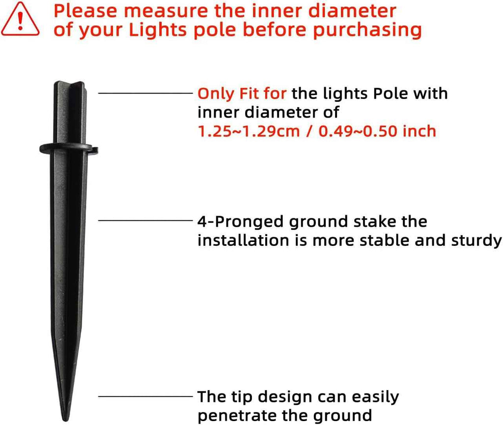 10 Pack Replacement Solar Light Stakes,0.49" ABS Plastic Reinforced Ground Spikes Fit for Pole Inner Diameter 0.49" to 0.5" - for Outdoor Lawn Pathway Christmas Solar Light Yard Garden Decor