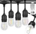 𝟒𝟖𝑭𝑻 LED Outdoor String Lights with 𝟮𝟰 Weatherproof Shatterproof Edison 𝑳𝑬𝑫 𝑩𝒖𝒍𝒃𝒔(2 𝑺𝒑𝒂𝒓𝒆)，Commercial Grade Waterproof Hanging Lights for Backyard Porch Balcony Party