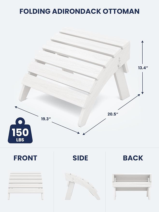 KINGYES Folding Adirondack Ottoman - Image 3