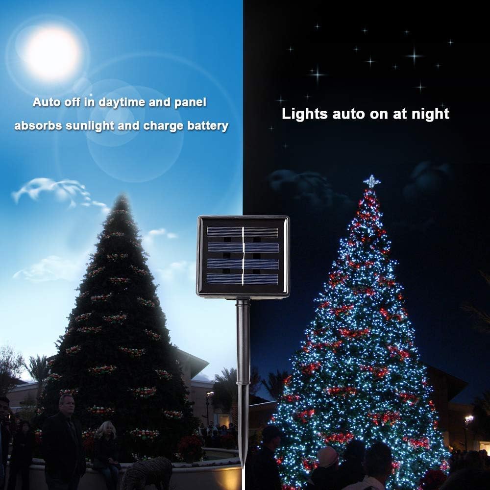 Toodour Solar Christmas Lights Outdoor, 2 Packs Solar String Lights | Total 144ft 400 LED with 8 Mode, Outdoor Christmas Light for Garden, Patio, Fence, Balcony, Xmas Tree Decor - Multicolor