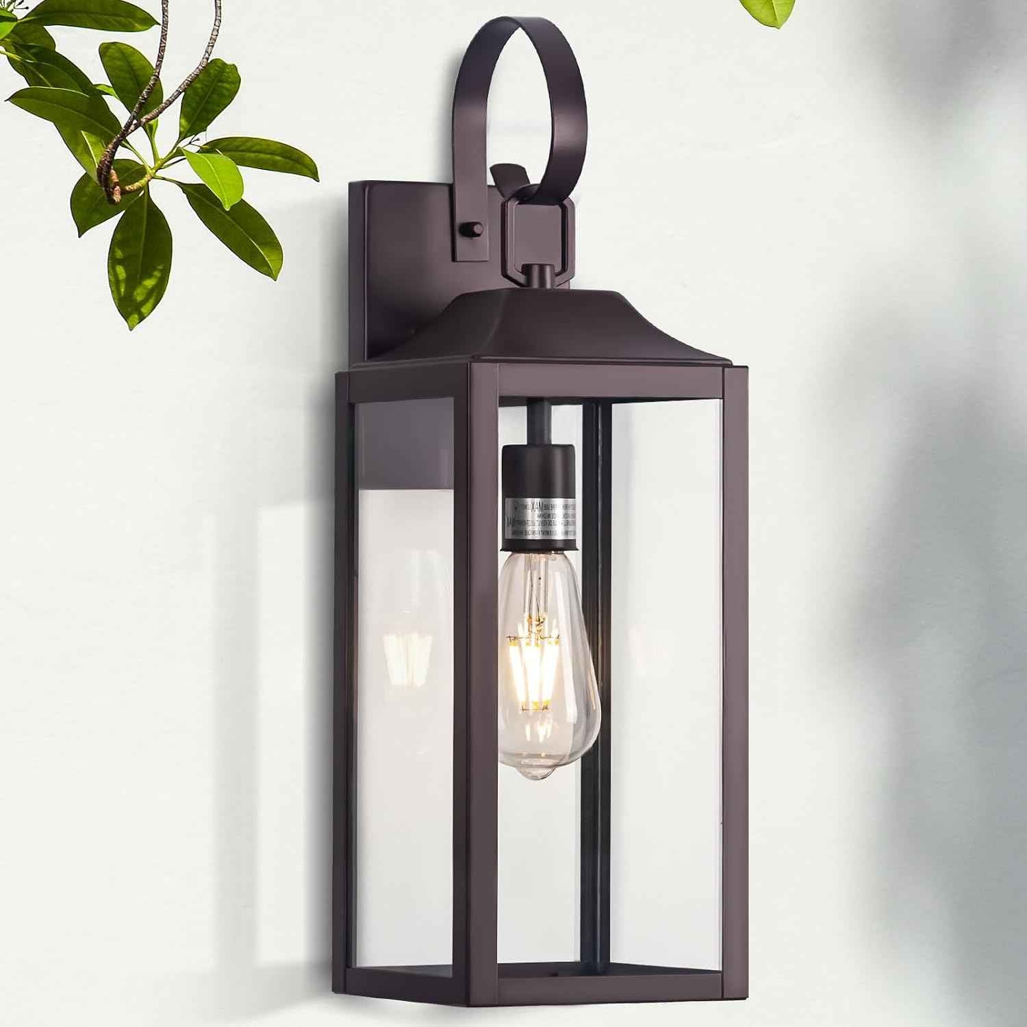 Large Bronze Outdoor Wall Lantern 19" Outside Lights for House | Exterior Light Fixture Oil-Rubbed Bronze, Industrial Wall Mount Farmhouse Wall Sconce Waterproof, Porch Lighting for Patio
