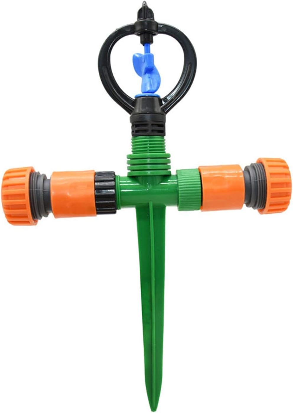 Hose Connector Rotary Garden Lawn Sprinkler with Stand Rotary Sprinkler Head Gardening Watering Gardening Water Irrigation 1PC (Color : 3I4 Hose)