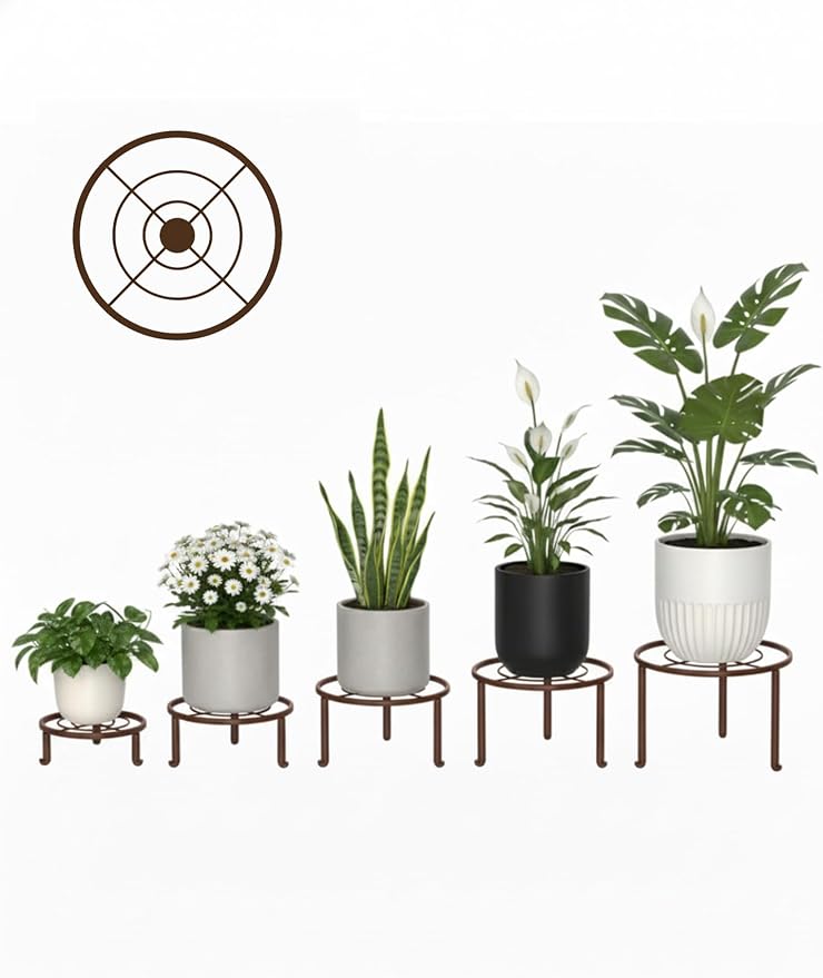 5 Pack Plant Stand Indoor Outdoor, Flower Pot Stand Plant Rack - Image 2