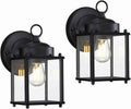 GRUENLICH Outdoor Wall Light Fixture, Clear Glass, Black, 2 Pack | Exterior Porch Light Wall Sconce Lantern for House, Patio, Garage, Anti-rust Metal, E26 Socket 60W Max