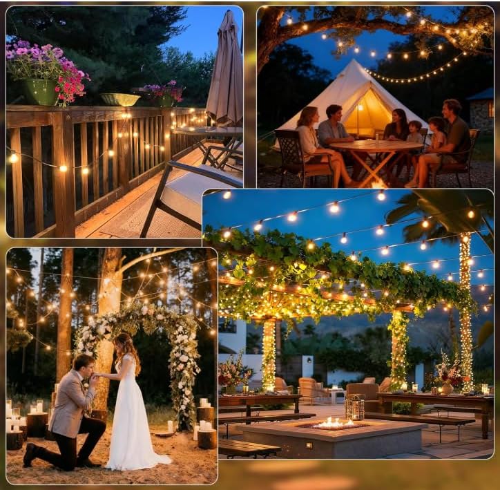 echosari 50FT G40 Dimmable Outdoor String Lights with APP Control for Patio | Patio String lights Outdoor with 22 Shatterproof Bulbs, Waterproof Hanging Balcony Lights for Backyard,Garden, Porch