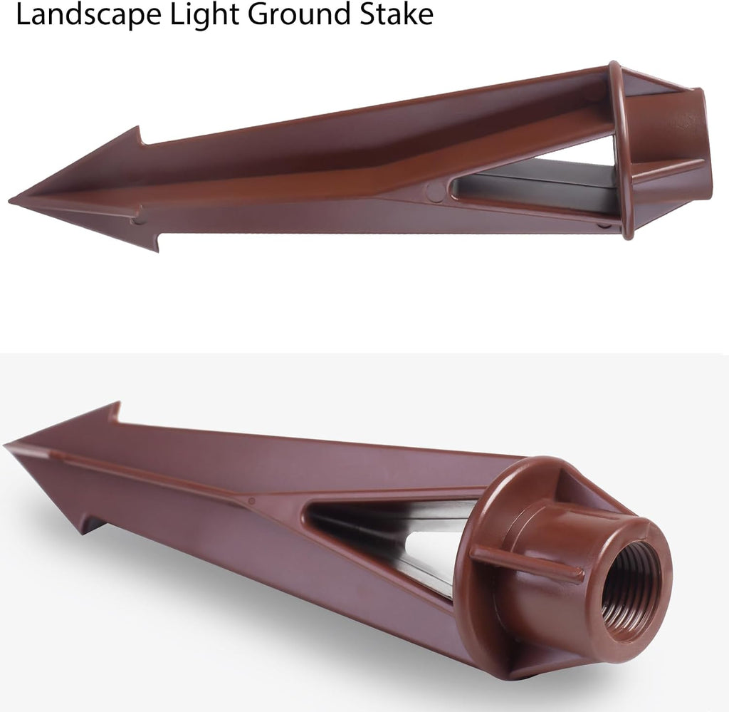 Lighting Ground Stake Spike Replacement for Outdoor Low Voltage Landscape Spotlight Pathway Flood Light,1/2" NPT Thread Brown