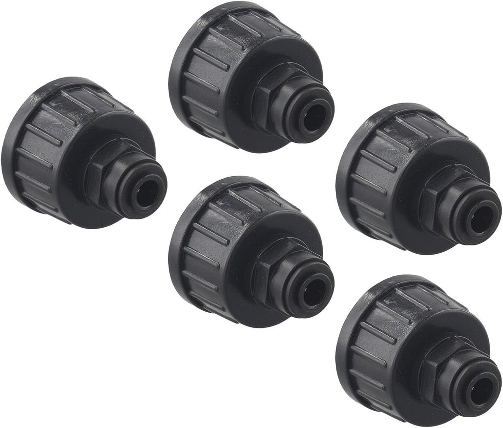 5 Pack Irrigation Connectors Atomization Joint Garden Watering System Adjustable Spray Fittings Black and White 5PC Set(Black)