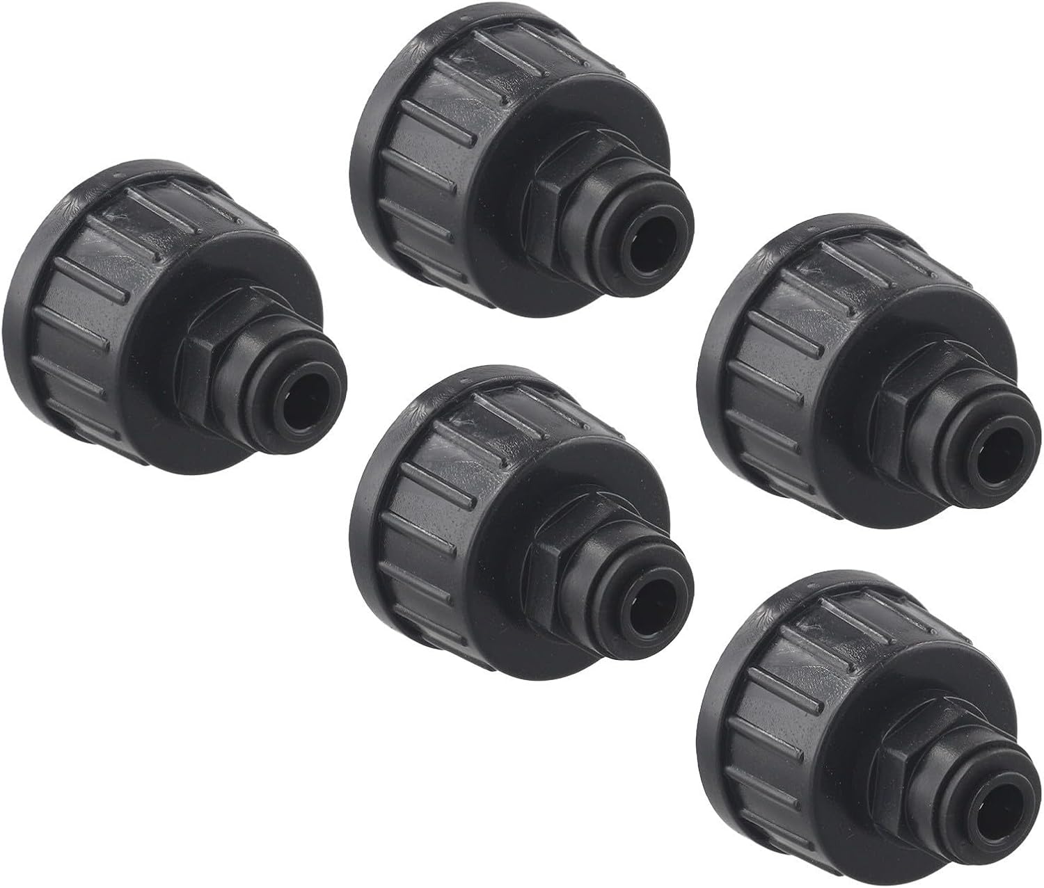 5 Pack Irrigation Connectors Atomization Joint Garden Watering System Adjustable Spray Fittings Black and White 5PC Set(Black)