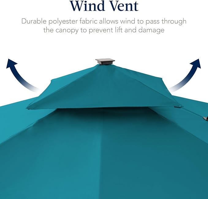 Best Choice Products 12x12ft LED Cantilever Patio Umbrella w/Base Included & - Image 7
