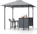 Tangkula 3 Piece Patio Bar Set, 8x8 FT Double-Tier Grill Gazebo by TANGKULA