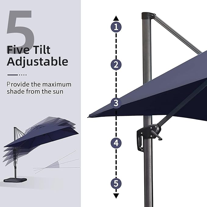 PURPLE LEAF 9' X 11.5' Cantilever Outdoor Rectangle Umbrella Patio Umbrella - Image 7