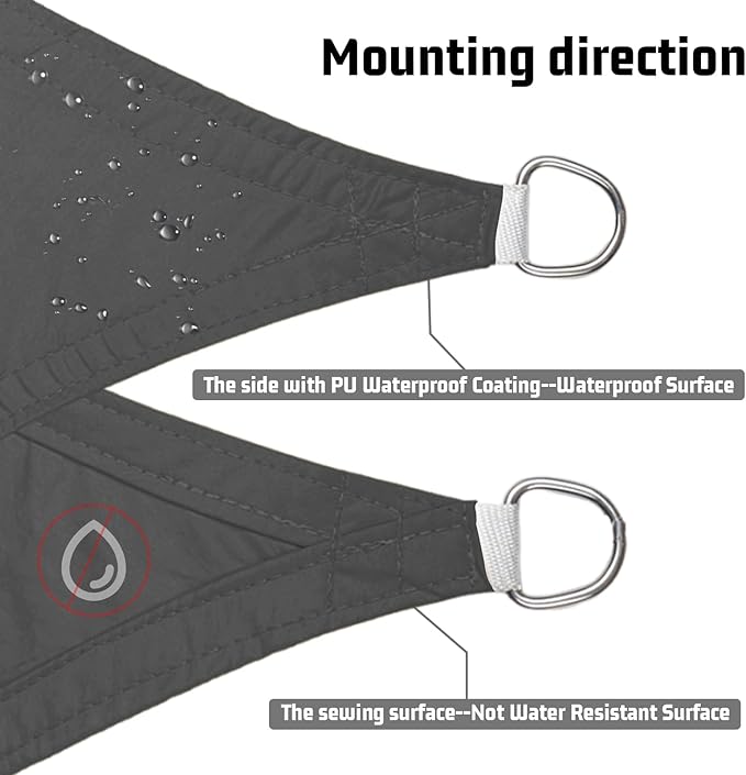 LOVE STORY Right Triangle 16'x16'x22.6' Waterproof Sun Shade Sail Canopy UV - Image 4