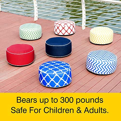 QILLOWAY Inflatable Outdoor Ottoman for Patio, Waterproof Round Pouf