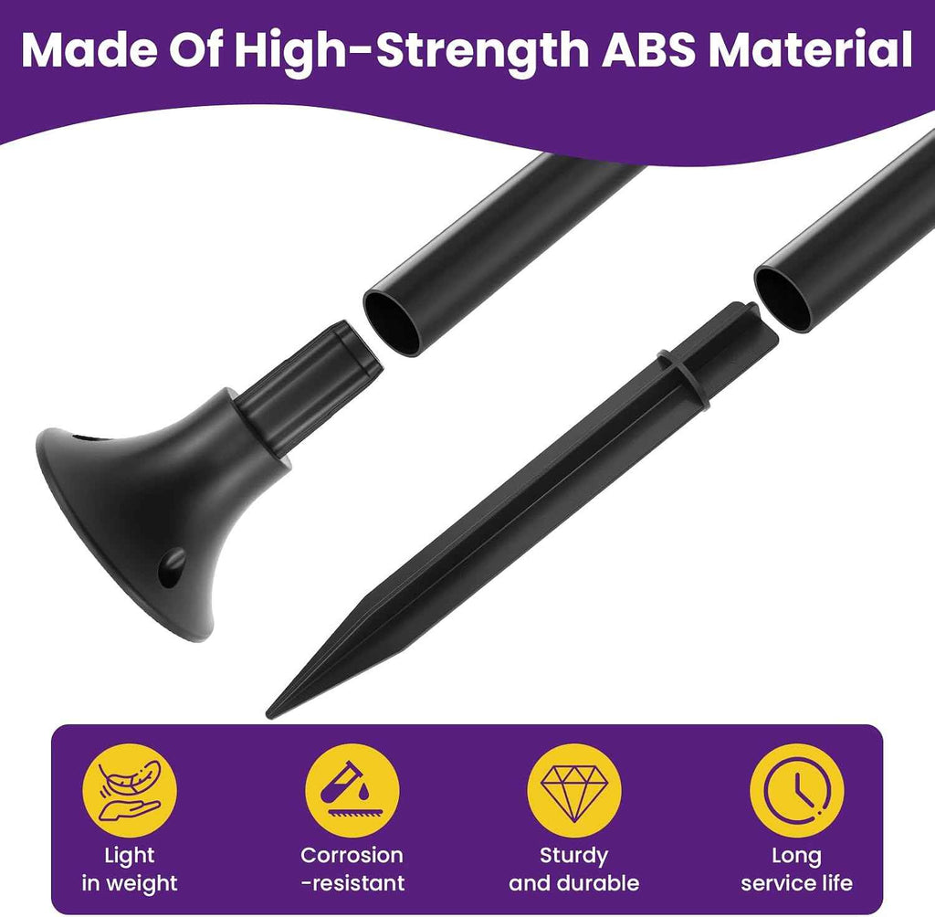 10 Pcs Solar Light Stakes Kit, ABS Plastic Ground Spikes Replacement | Reinforced Ground Stakes & Round Bases, Fit 0.83" ID Round Pole, for Solar Pathway Lights Garden Lights Torch Lights