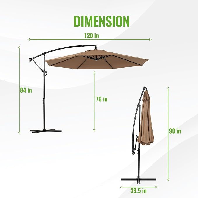 Backyard Expressions 10FT Cantilever Patio Umbrella – Outdoor Offset Hanging - Image 2