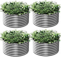 4 Pack Round Galvanized Raised Garden Bed Outdoor, Metal Garden Bed for Vegetables, Above Ground Garden Box for Flower, Steel Raised Beds for Gardening - 2FT