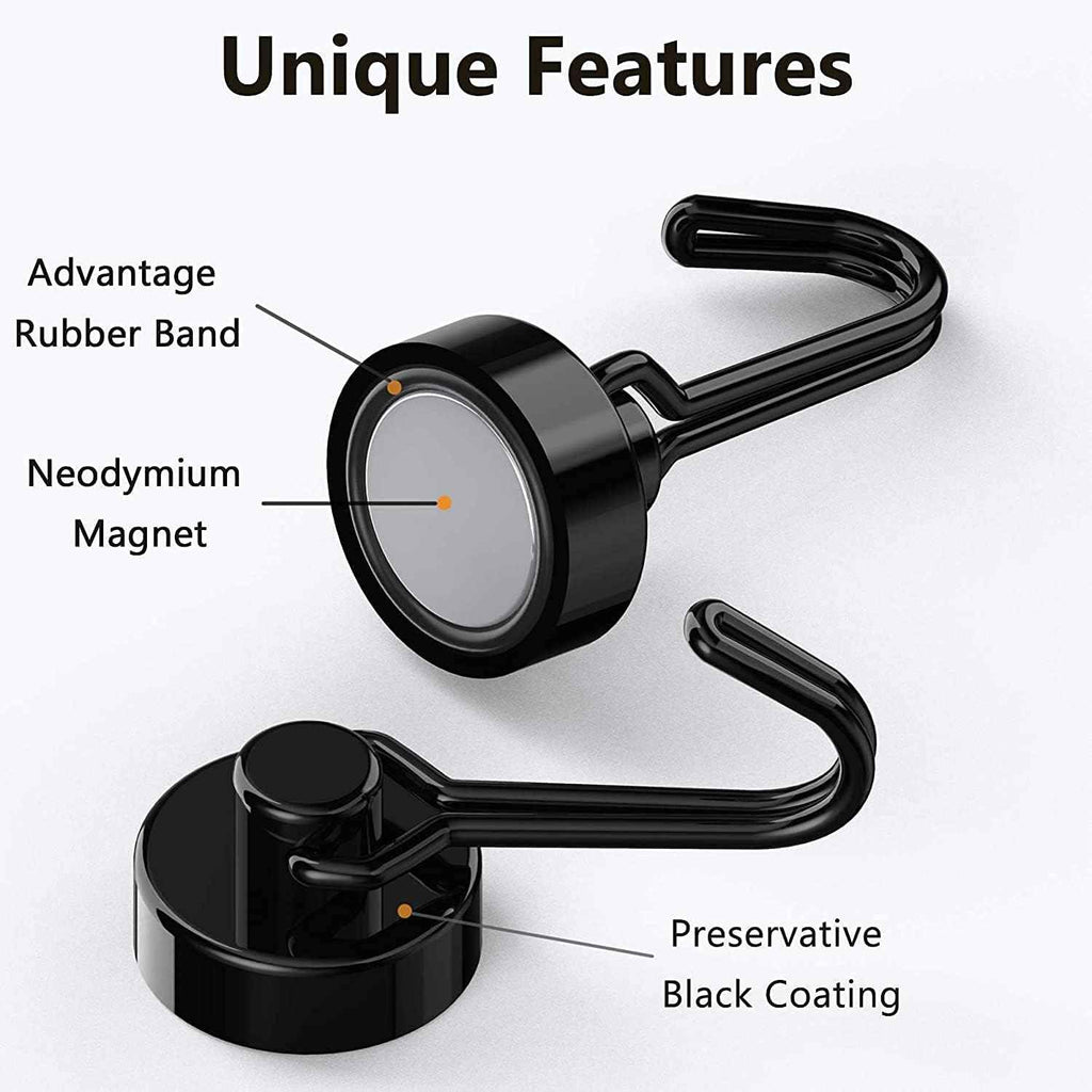 Tohoer Magnetic Hooks, Neodymium Magnets Hook Heavy Duty 30LBS Rust Proof | for Refrigerator, Oven, Grill, BBQ, Key, Tools Holder, Utensil, Kitchen, Outdoor, Magnet for Hanging Wreaths