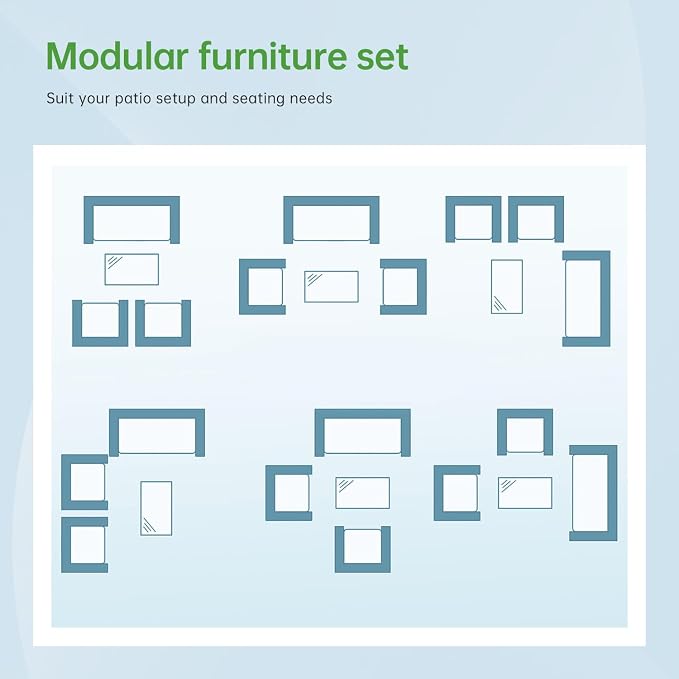 4 Pieces Conversation Set Modular Outdoor Furniture Set Water Resistant Patio - Image 7