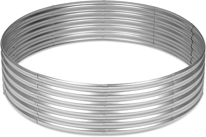 OUSHENG 5x5x1ft Round Galvanized Raised Garden Beds Outdoor, Steel Fire Pit by OUSHENG