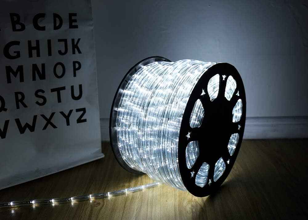 100ft LED Rope Lights, 720Led White Rope Lights for Outside, Connectable Rope Light, Indoor Outdoor Rope Lights Waterproof for Party, Wedding, Background, Trees, Pool, Eaves Decorations