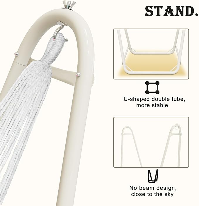 Hammock Chair with Stand, Heavy-Duty Hanging Chair with Stand, - Image 4