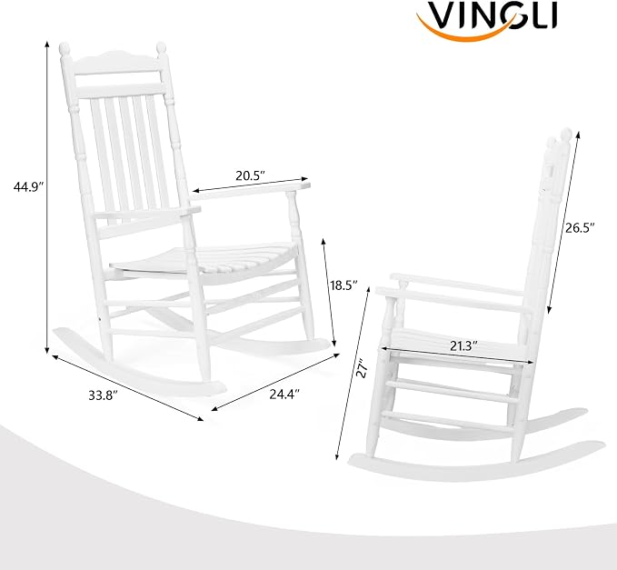 VINGLI Wooden Rocking Chair, Outdoor Chair - Image 3