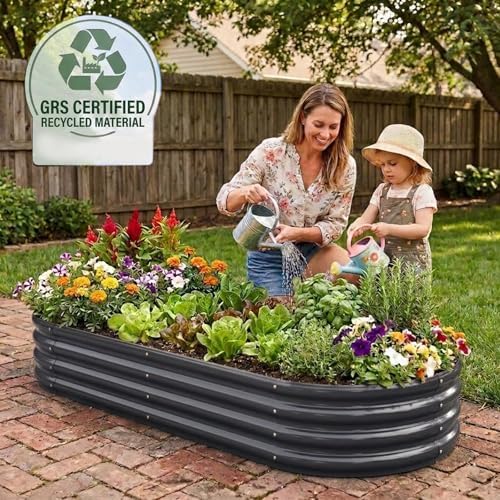 Rakukiri Raised Garden Bed GRS Certified Galvanized Planter Box