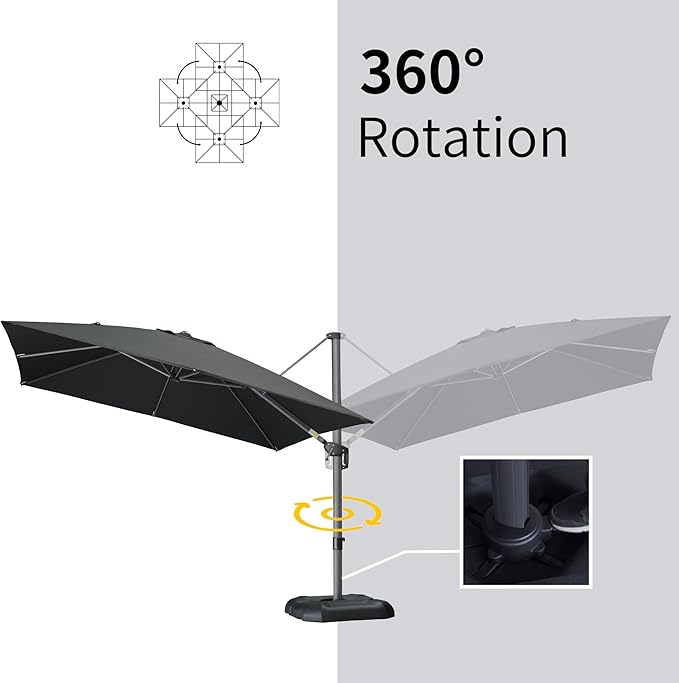 PURPLE LEAF 9' X 11.5' Square Cantilever Umbrella Patio Umbrella - Image 5