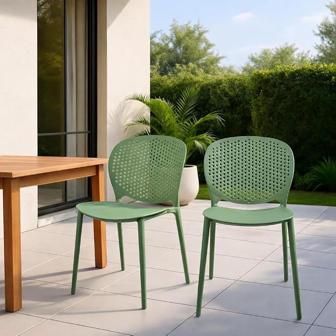 2xhome Patio Dining Chair | Modern Stackable Outdoor Pool Side Chair | Weather - Image 2