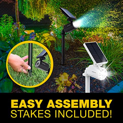 Bell+ Howell Bionic Spotlight White Solar Outdoor Motion Sensor LED Lights - 8 Bulb Waterproof Landscape Security Lights for Patio & Garden