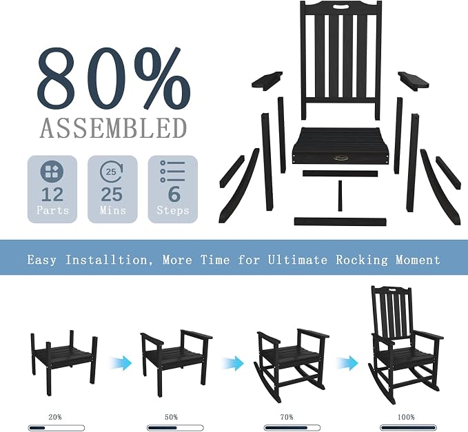 Oversized Rocking Chair Set of 2, Outdoor Rocking Chair - Image 9