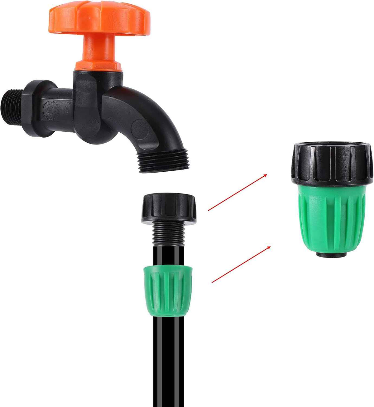 4 Pcs US Standard 3/4" to 1/2" Faucet Irrigation Hose Adapter | 3/4 Inch to1/2 Inch Drip Irrigation Tube Hose Connector, 3/4" to1/2" Irrigation Tubing Faucet Adapter